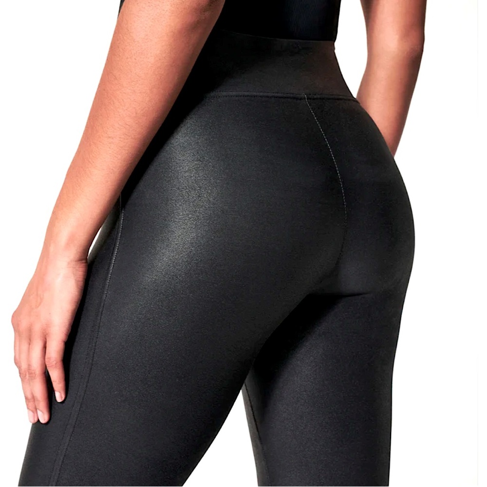 SPANX Metallic Faux Leather Leggings Size Medium